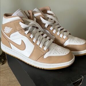 Nike Air Jordan High Tops Beige and White